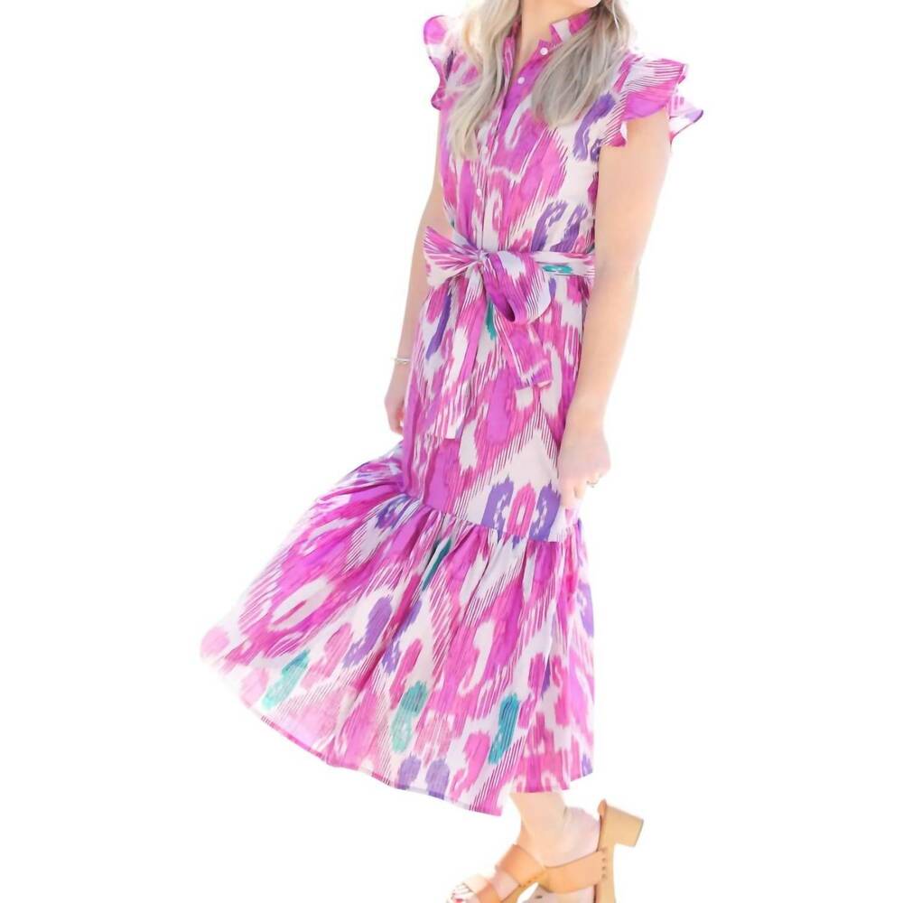 NEW DARLINGTON ISLE izzy ikat midi dress in purple/pink